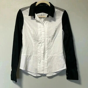 Karen Millen white black button down shirt